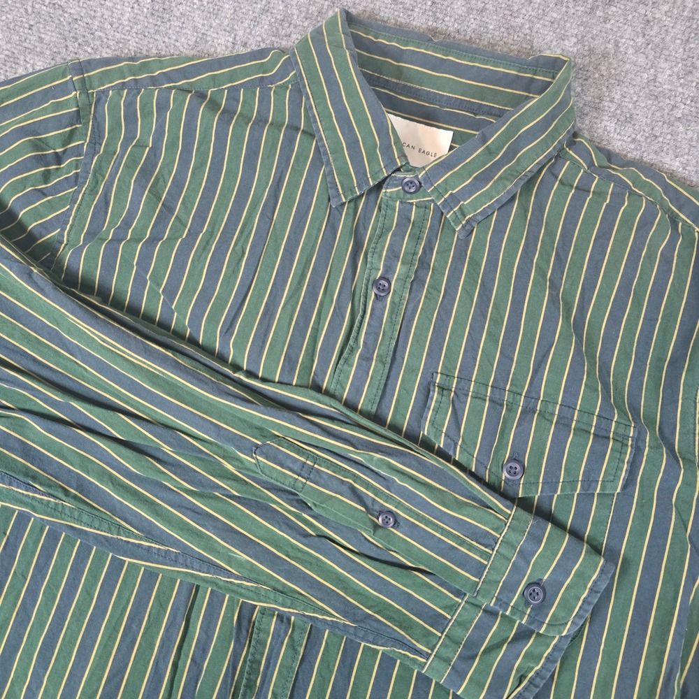 American Eagle Outfitters Mens Classic Fit Green‎ Long Sleeve Button Up Shirt L